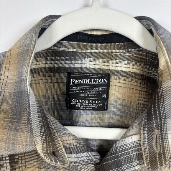 Pendleton Shirt Mens M Zephyr 100% Virgin Wool Button Down Long Sleeve Plaid - Picture 2 of 7